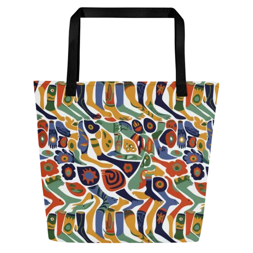 Menagerie Moderne on a Large Tote Bag W/ Pocket