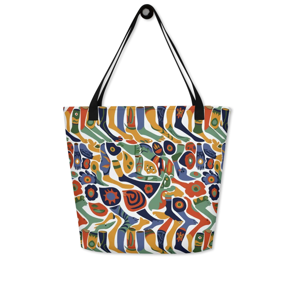 Menagerie Moderne on Large Tote Bag W/ Pocket — Front