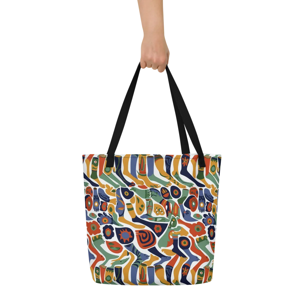 Menagerie Moderne on Large Tote Bag W/ Pocket — Front