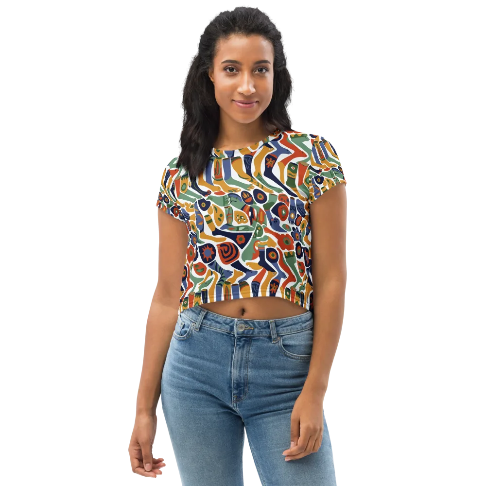 Menagerie Moderne on Crop Tee — Front