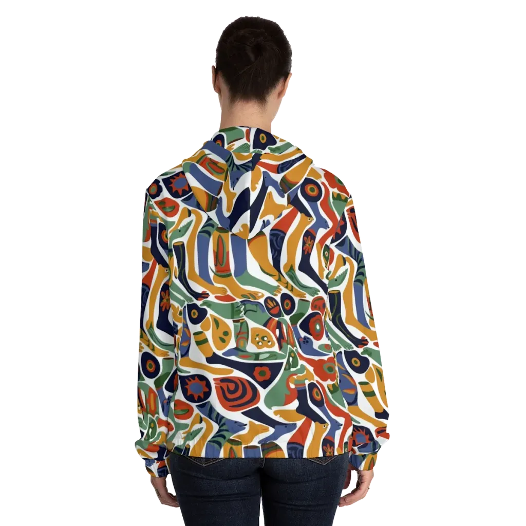 Menagerie Moderne on Women's Full-Zip Hoodie — Back On Person