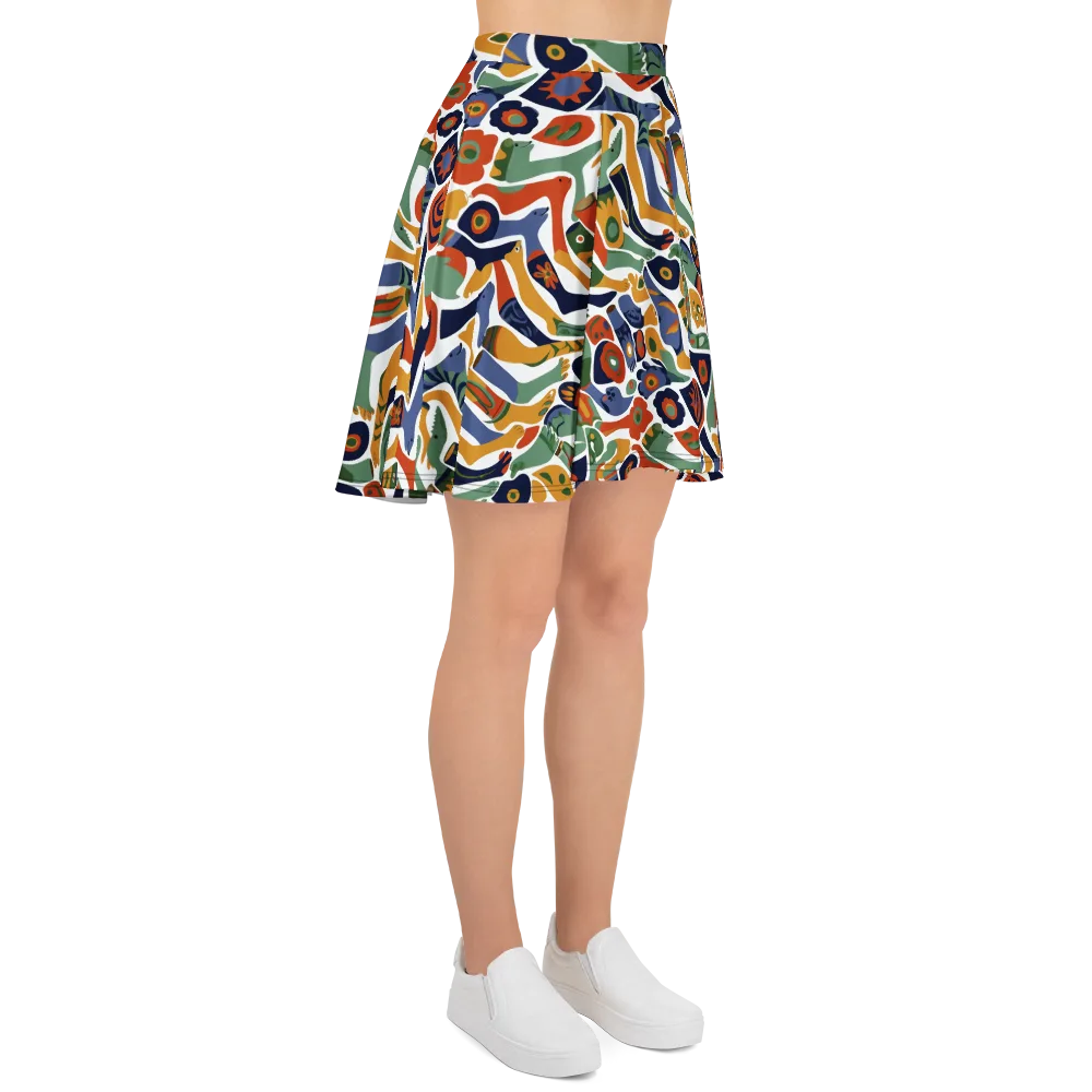 Menagerie Moderne on Skater Skirt — Right