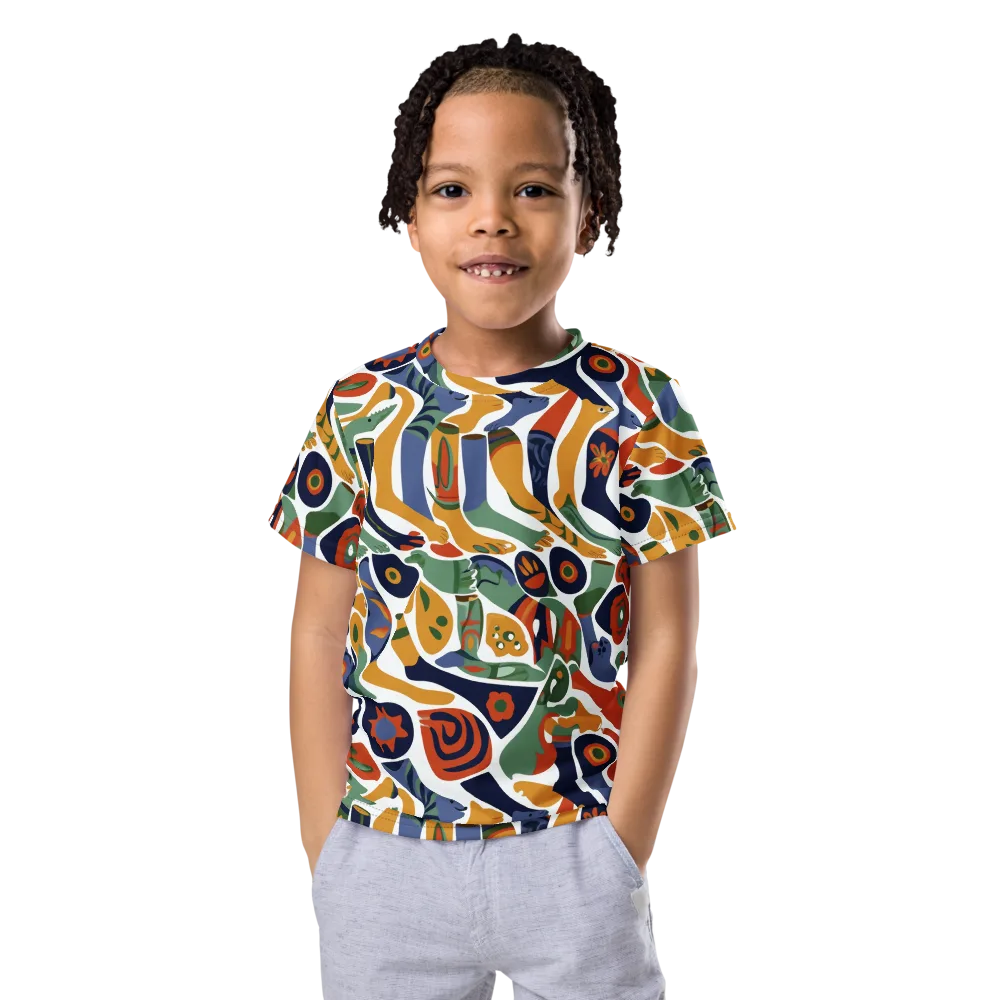 Menagerie Moderne on Kids Crew Neck T-Shirt — Front