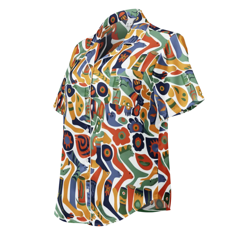 Menagerie Moderne on Women's Short Sleeve Pajama Top — Left Front