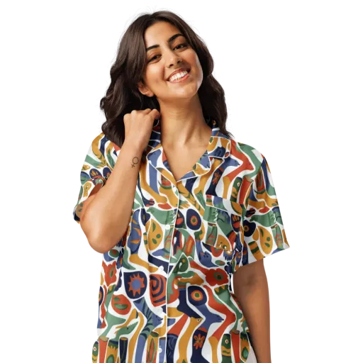 Menagerie Moderne on a Women's Short Sleeve Pajama Top
