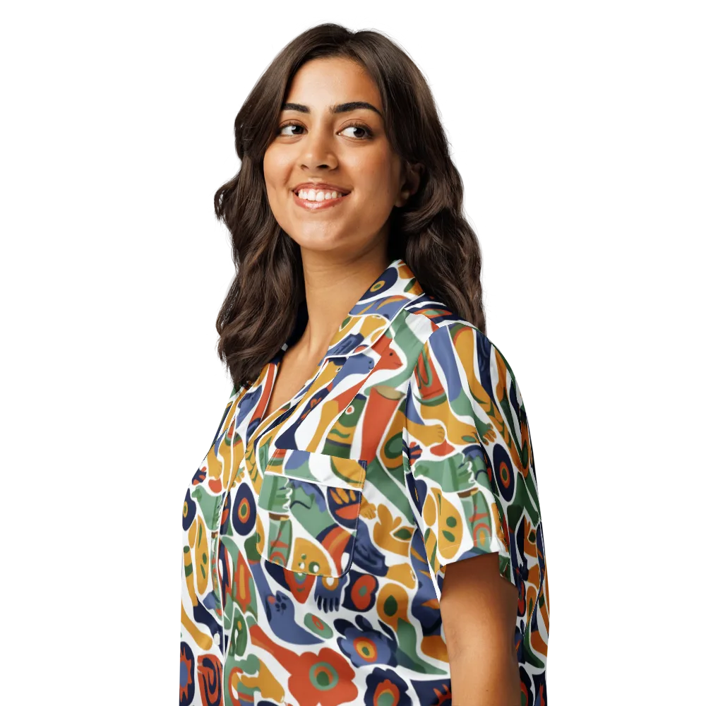 Menagerie Moderne on Women's Short Sleeve Pajama Top — Left Front