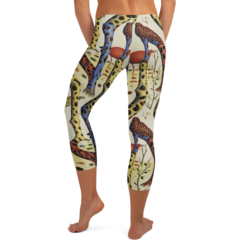 Giraffe Dreamscape on Capri Leggings — Back