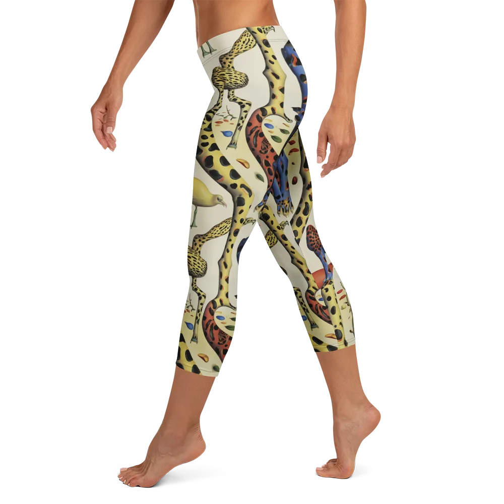 Giraffe Dreamscape on Capri Leggings — Left