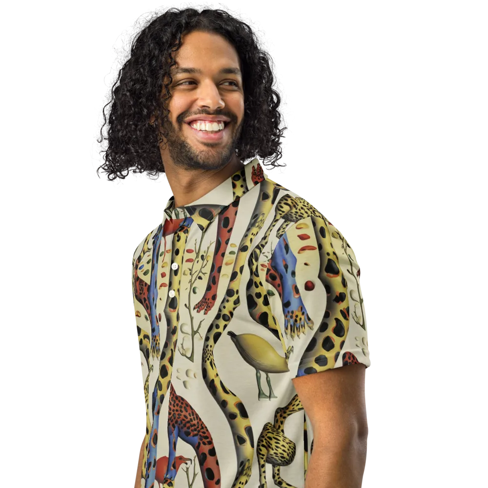 Giraffe Dreamscape on Men's Slim Fit Polo Shirt — Left Front