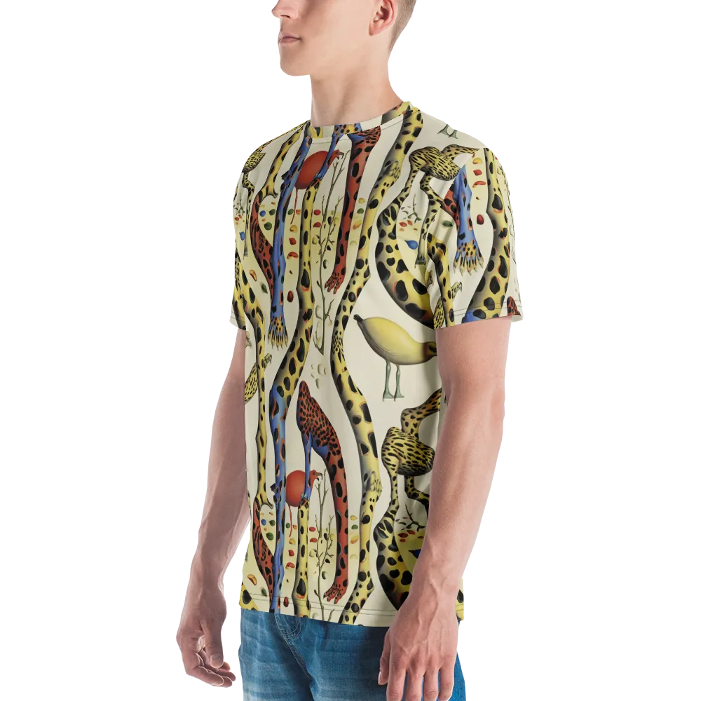 Giraffe Dreamscape on Men's Crew Neck T-Shirt — Left