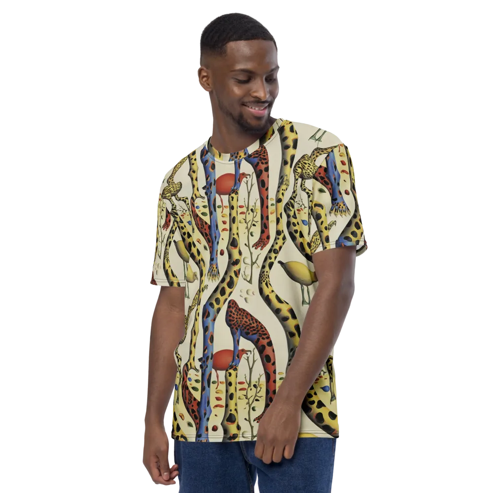 Giraffe Dreamscape on Men's Crew Neck T-Shirt — Left
