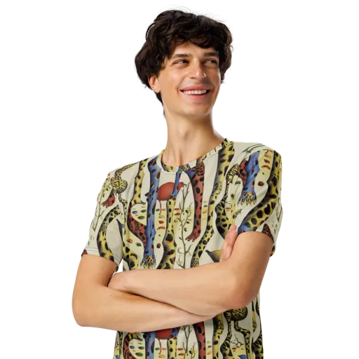 Giraffe Dreamscape on a Men's Crew Neck T-Shirt