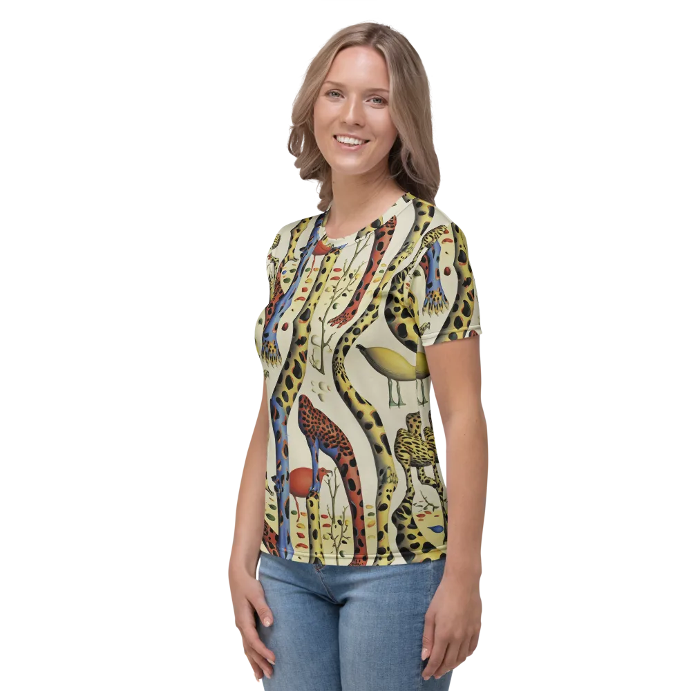 Giraffe Dreamscape on Women's Crew Neck T-Shirt — Left