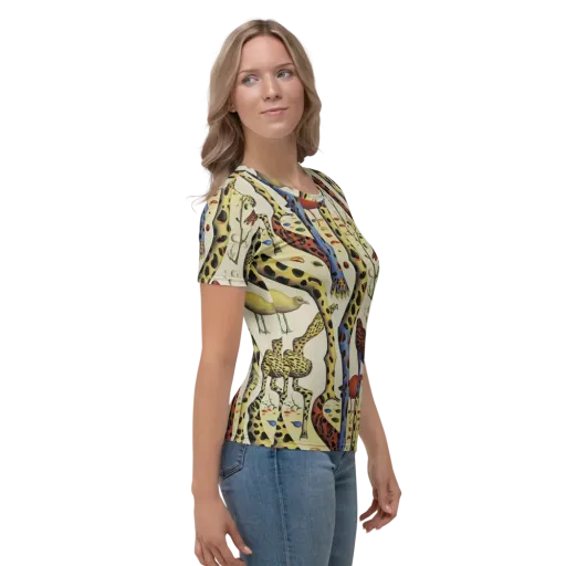 Giraffe Dreamscape on a Women's Crew Neck T-Shirt
