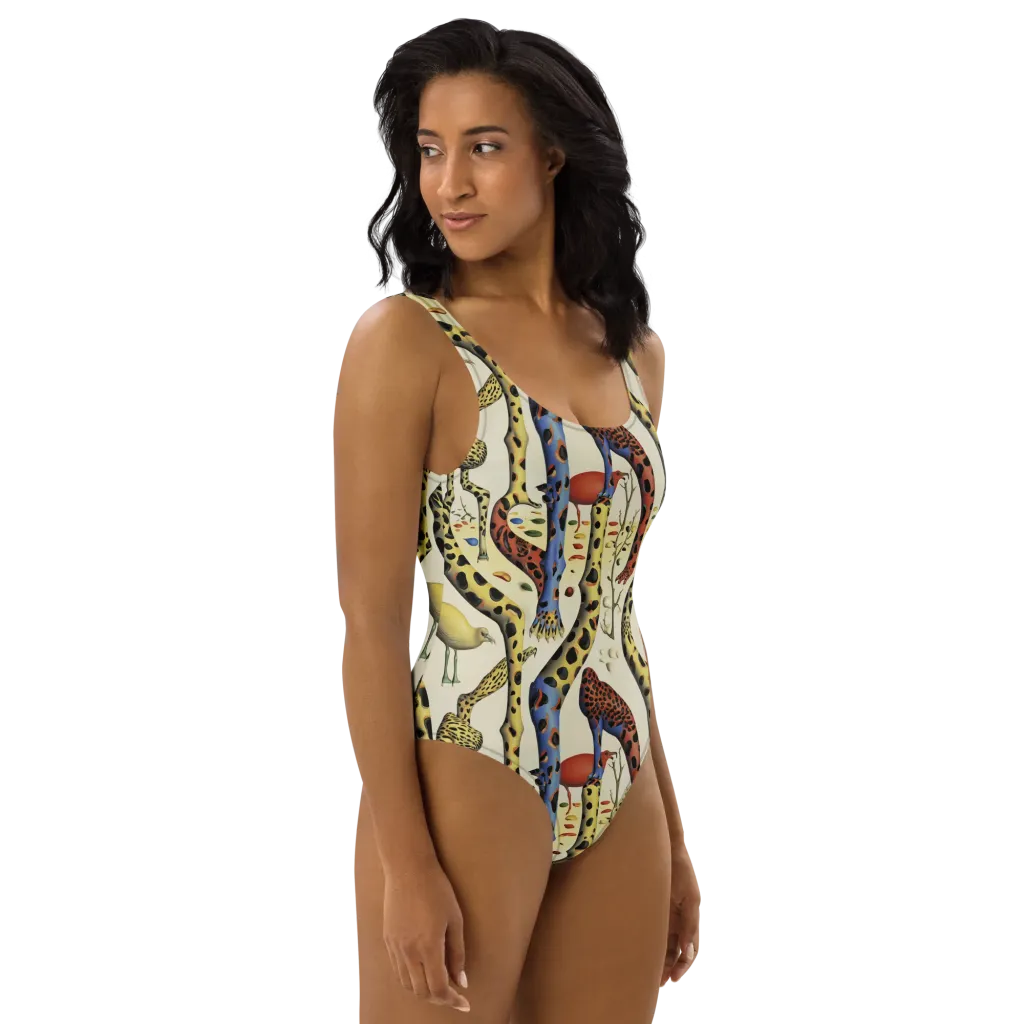 Giraffe Dreamscape on One-Piece Swimsuit — Right