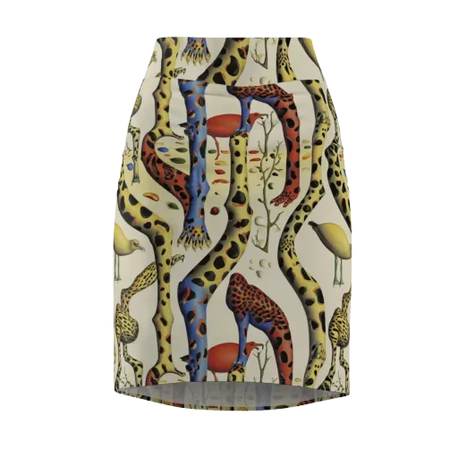 Giraffe Dreamscape on a Pencil Skirt