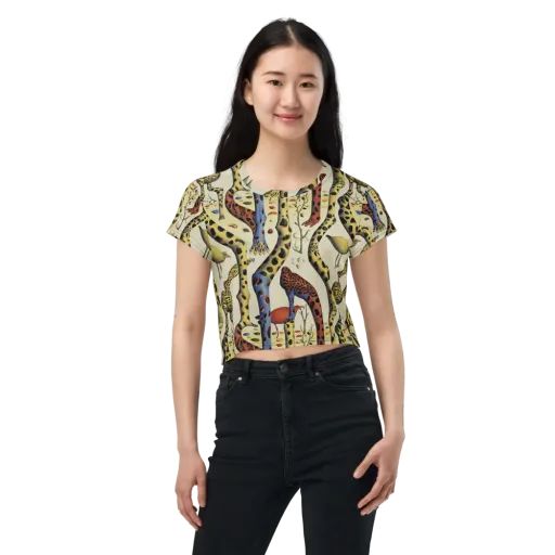 Giraffe Dreamscape on a Crop Tee