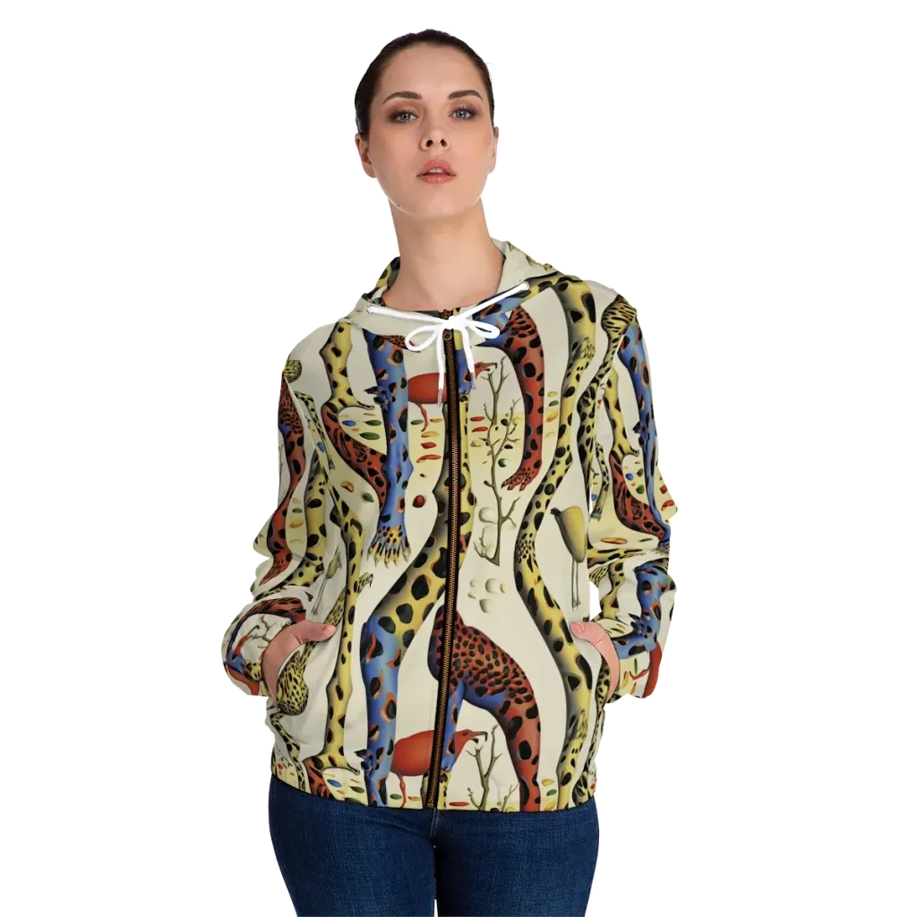 Giraffe Dreamscape on Women's Full-Zip Hoodie — Front On Person