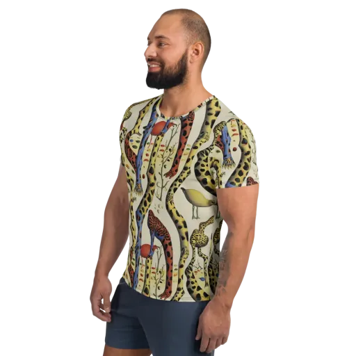 Giraffe Dreamscape on a Men's Athletic T-Shirt