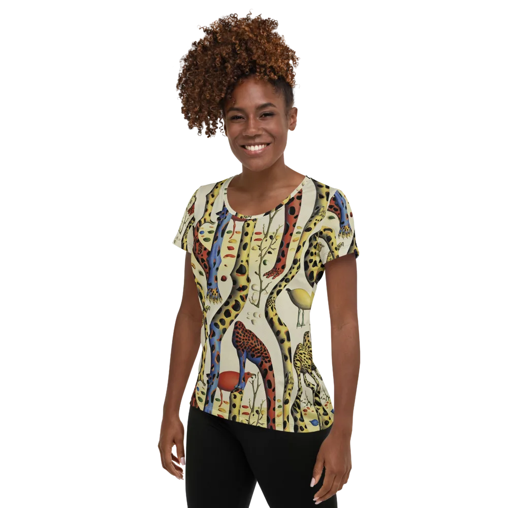 Giraffe Dreamscape on Women's Athletic T-Shirt — Left