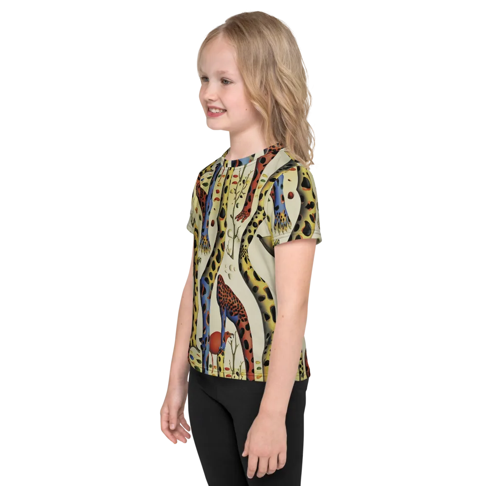 Giraffe Dreamscape on Kids Crew Neck T-Shirt — Left
