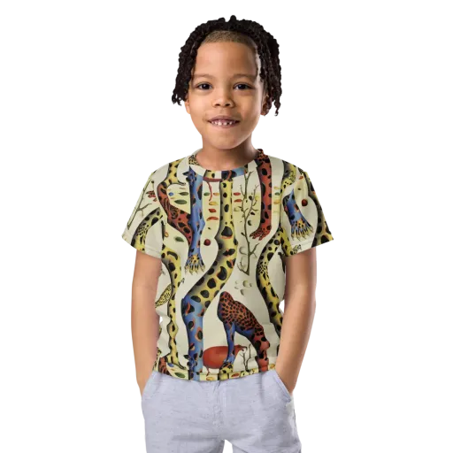 Giraffe Dreamscape on a Kids Crew Neck T-Shirt