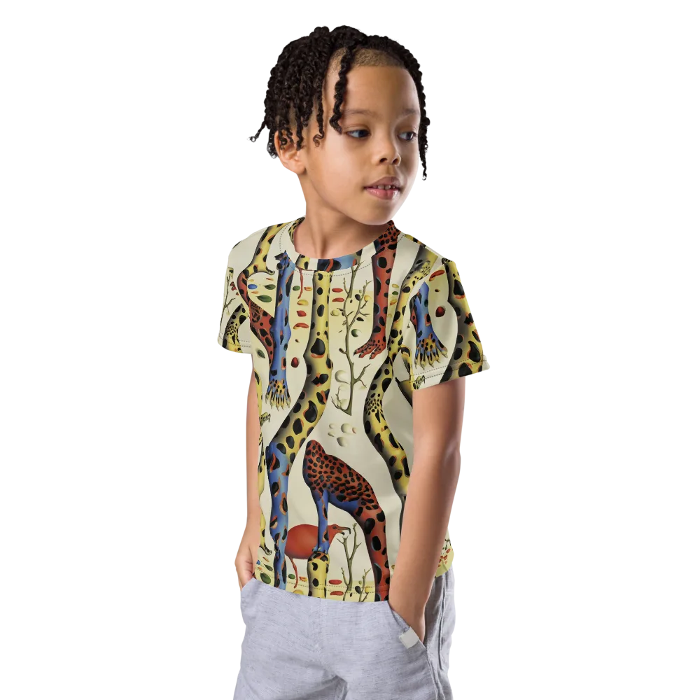 Giraffe Dreamscape on Kids Crew Neck T-Shirt — Left Front