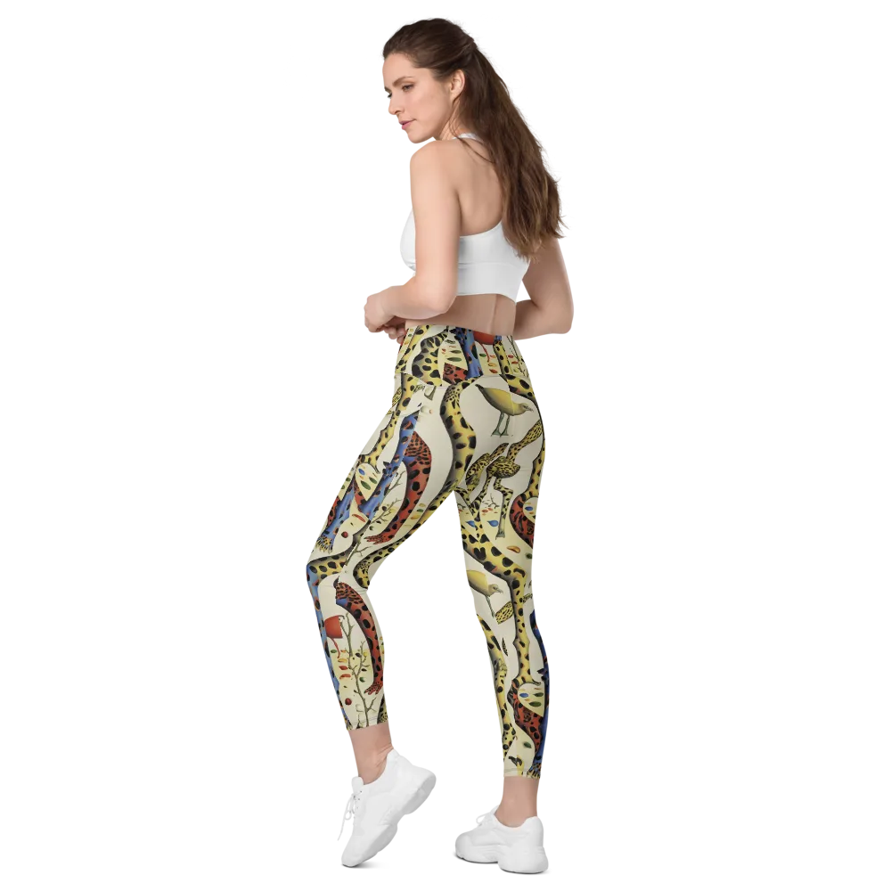 Giraffe Dreamscape on Leggings with Pockets — Left Back