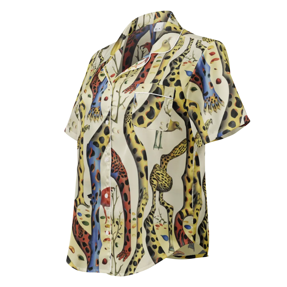 Giraffe Dreamscape on Women's Short Sleeve Pajama Top — Left Front