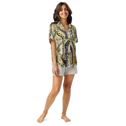 Giraffe Dreamscape on a Women's Short Sleeve Pajama Top