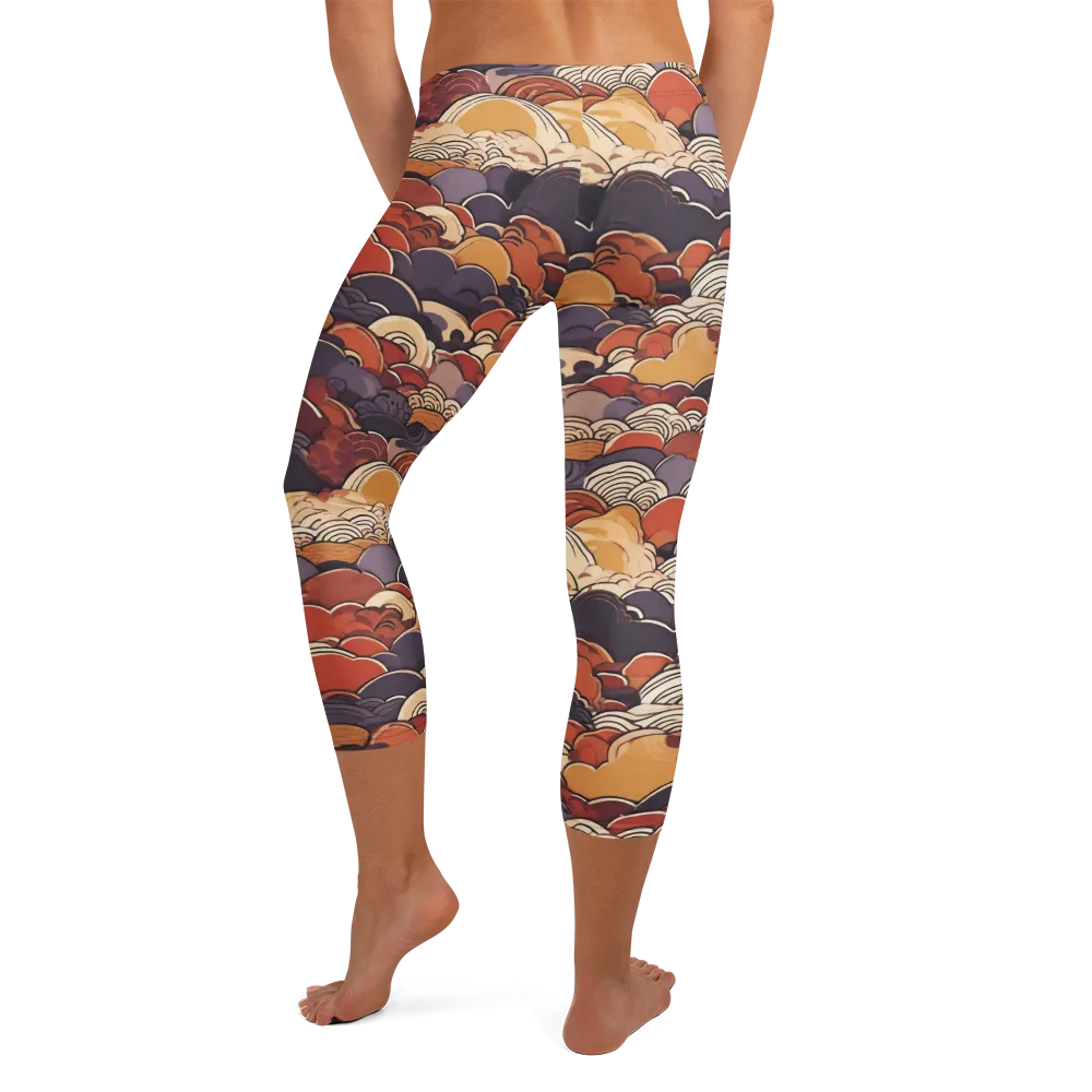 Autumn Wavecrest on Capri Leggings — Back