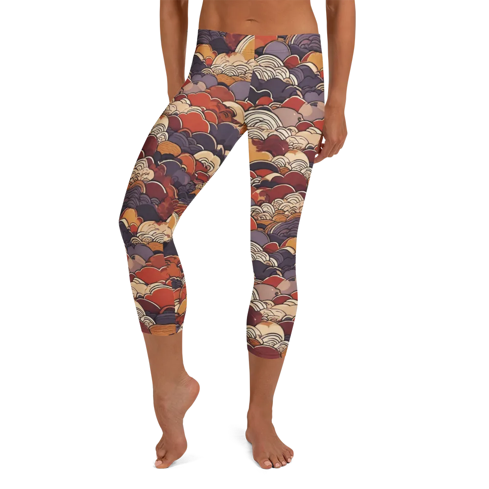 Autumn Wavecrest on Capri Leggings — Front