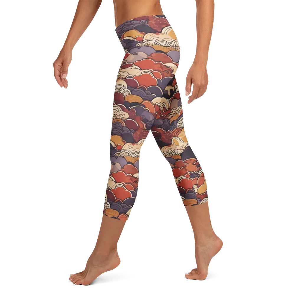 Autumn Wavecrest on Capri Leggings — Left