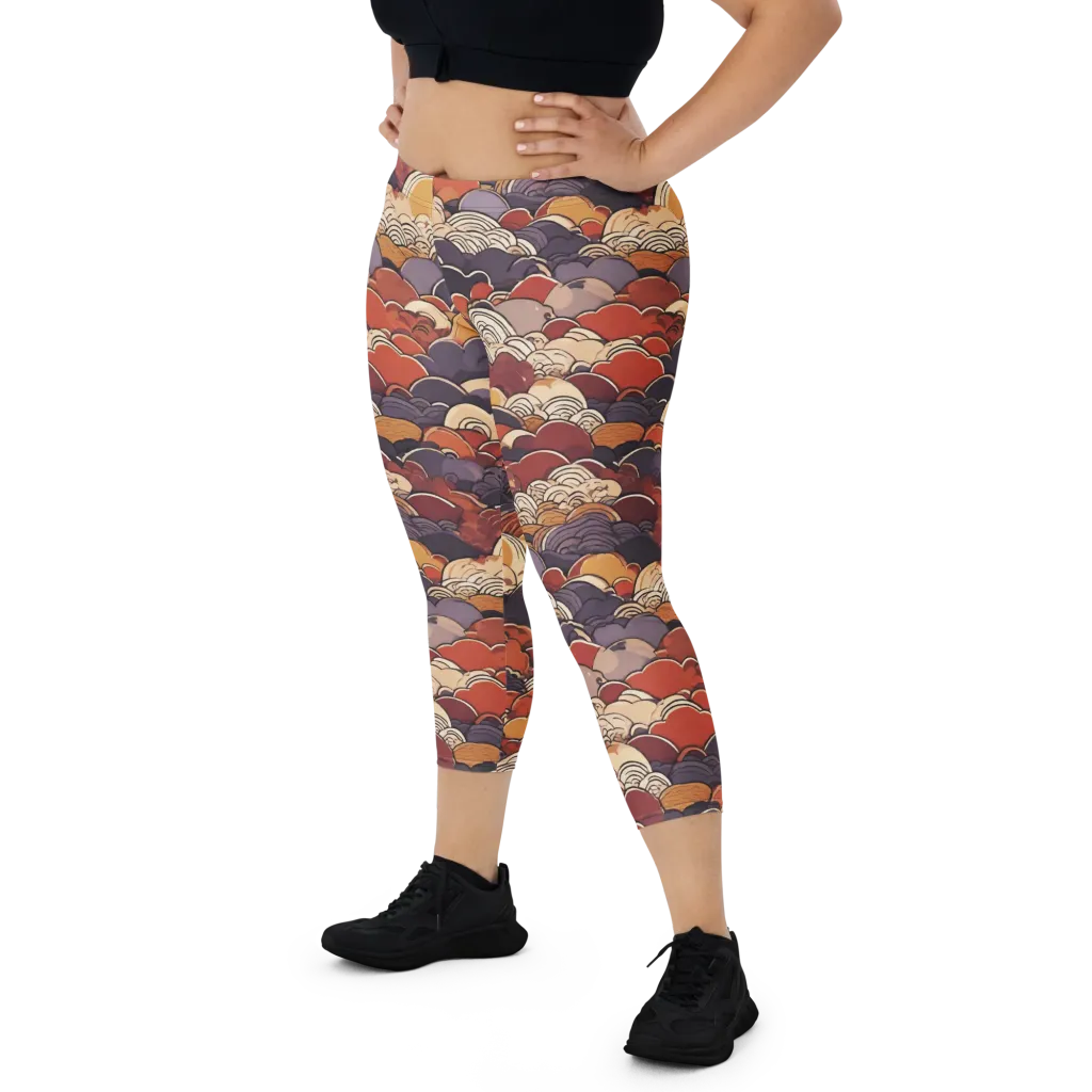 Autumn Wavecrest on Capri Leggings — Front