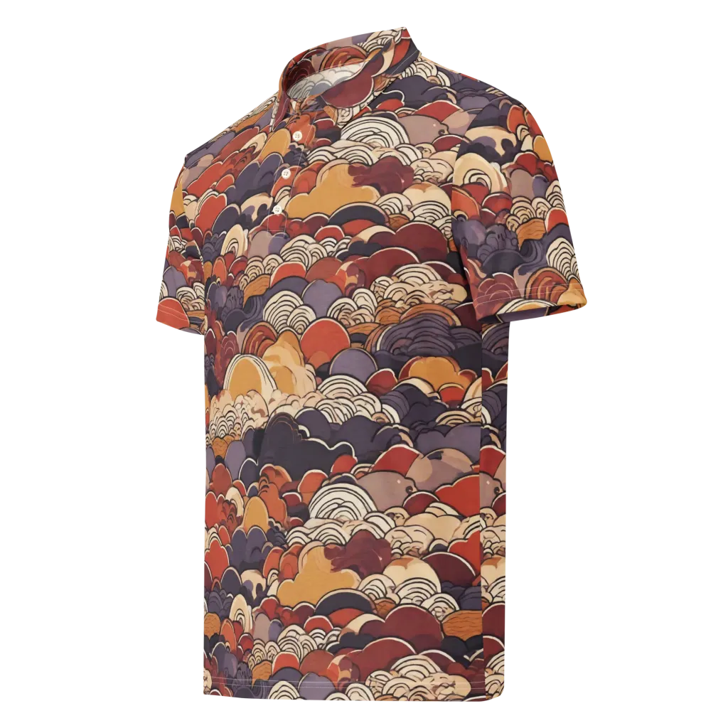 Autumn Wavecrest on Men's Slim Fit Polo Shirt — Left Front