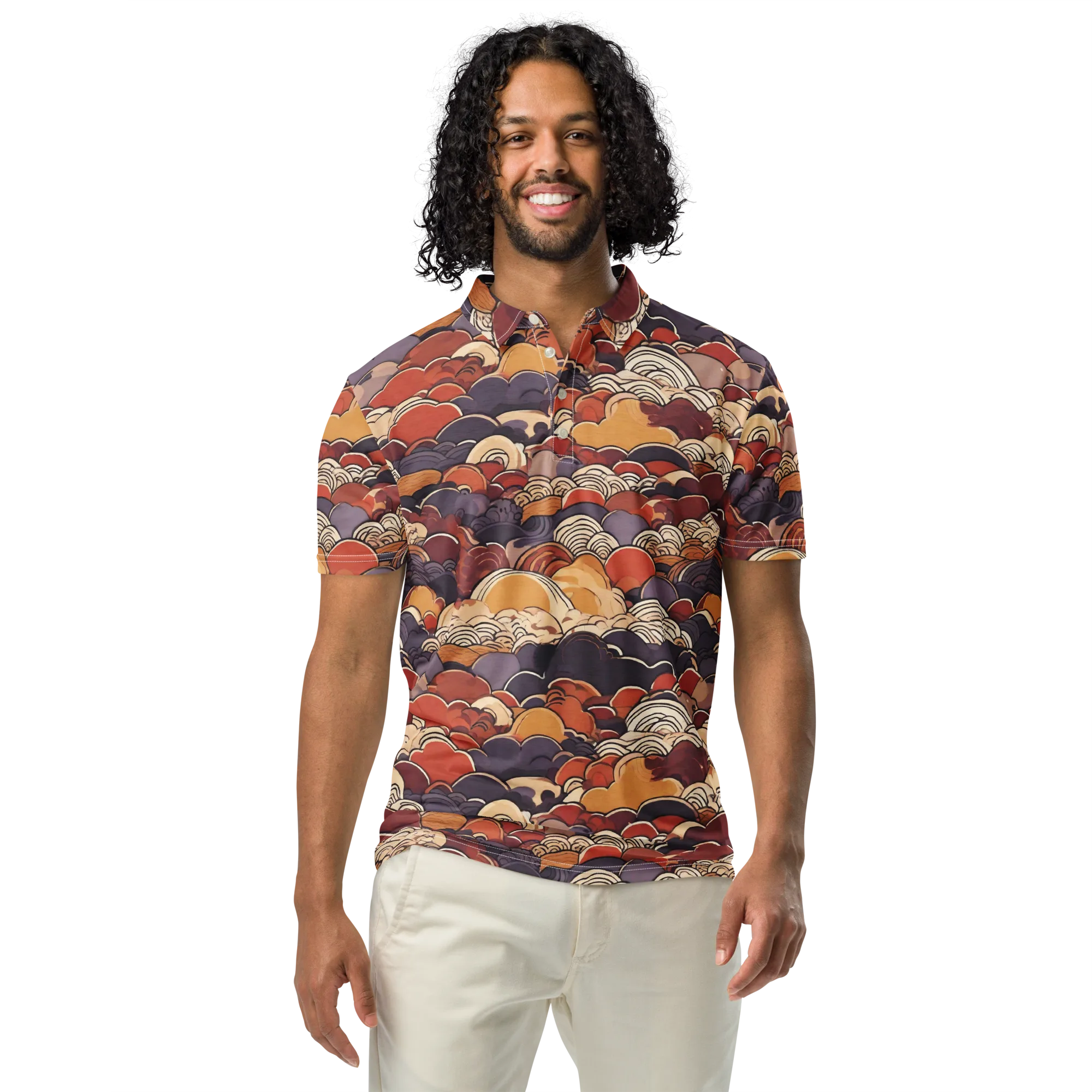 Autumn Wavecrest on Men's Slim Fit Polo Shirt — Front