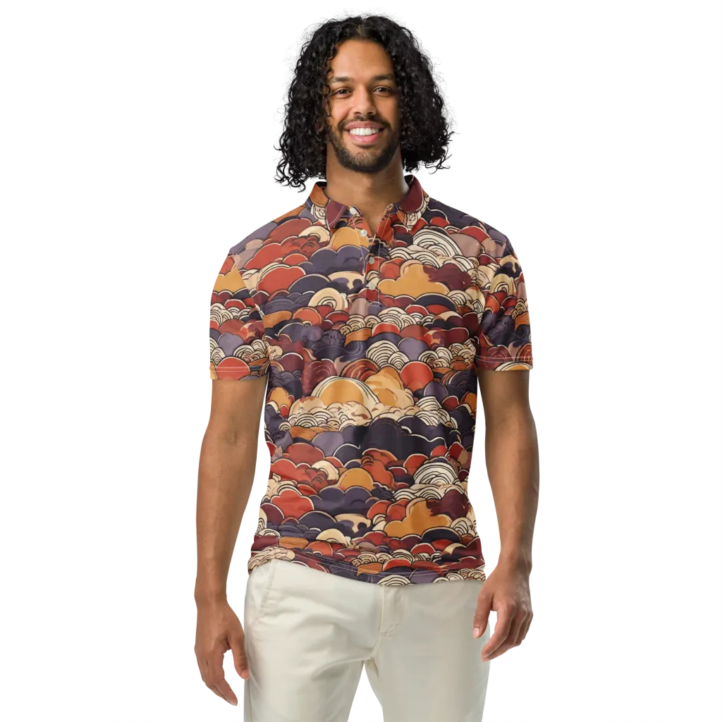 Autumn Wavecrest on Men's Slim Fit Polo Shirt — Front