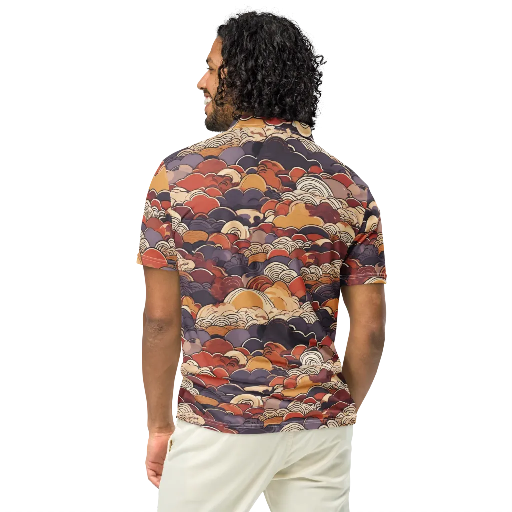 Autumn Wavecrest on Men's Slim Fit Polo Shirt — Back