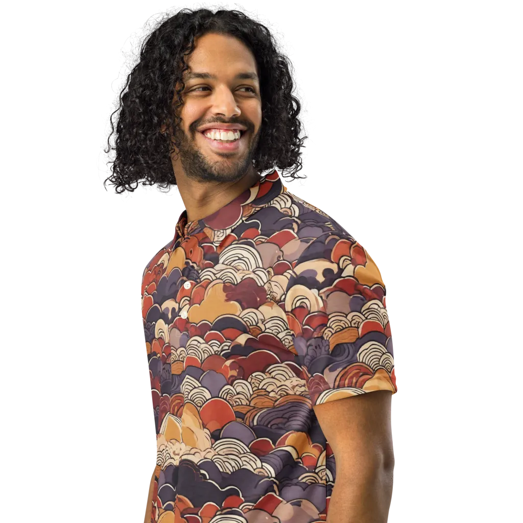 Autumn Wavecrest on Men's Slim Fit Polo Shirt — Left Front