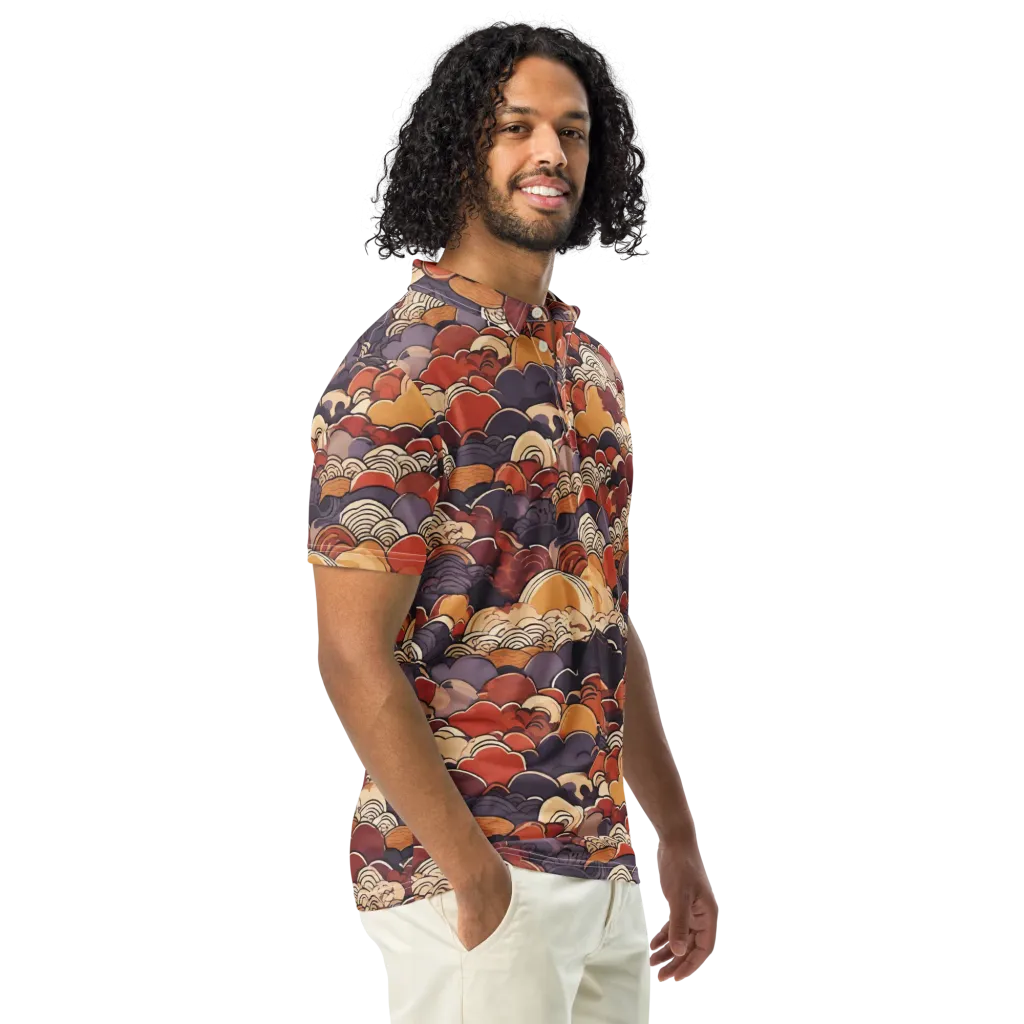 Autumn Wavecrest on Men's Slim Fit Polo Shirt — Right Front