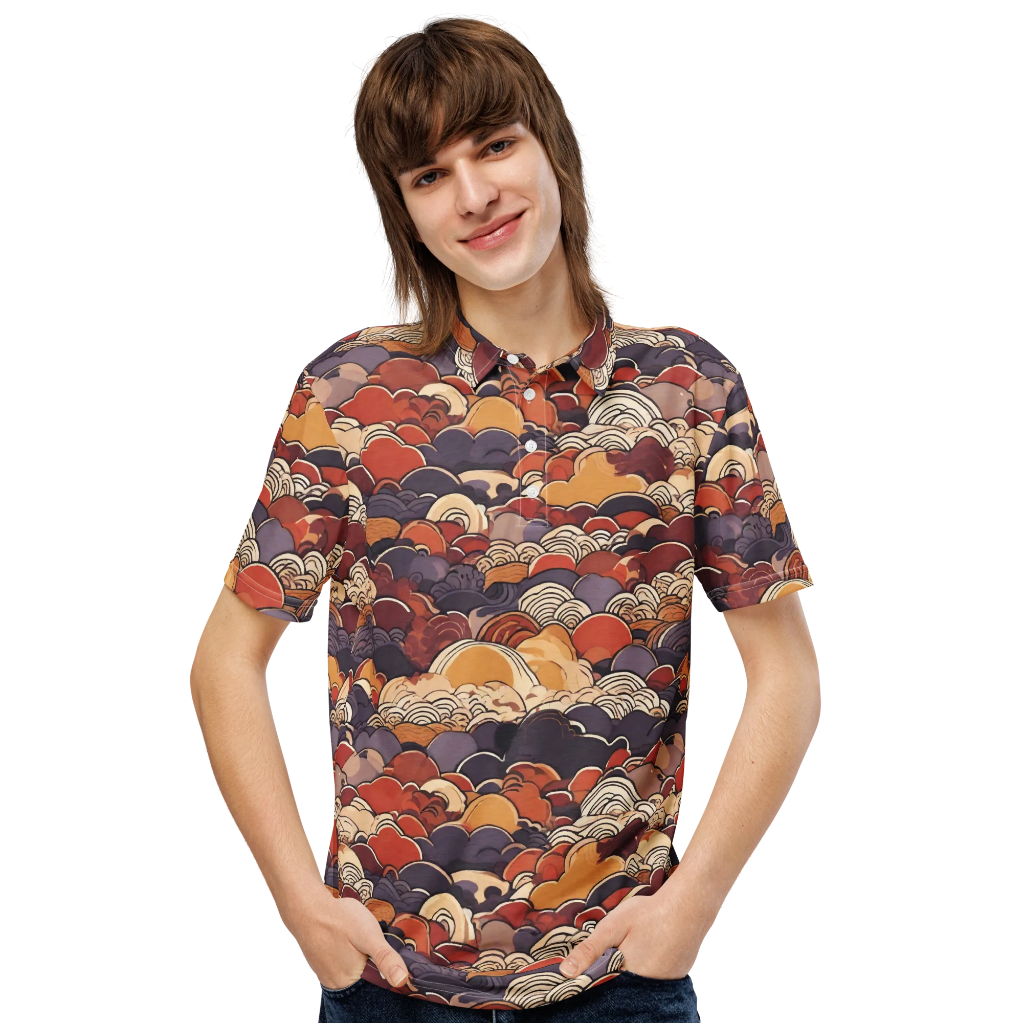 Autumn Wavecrest on Men's Slim Fit Polo Shirt — Front