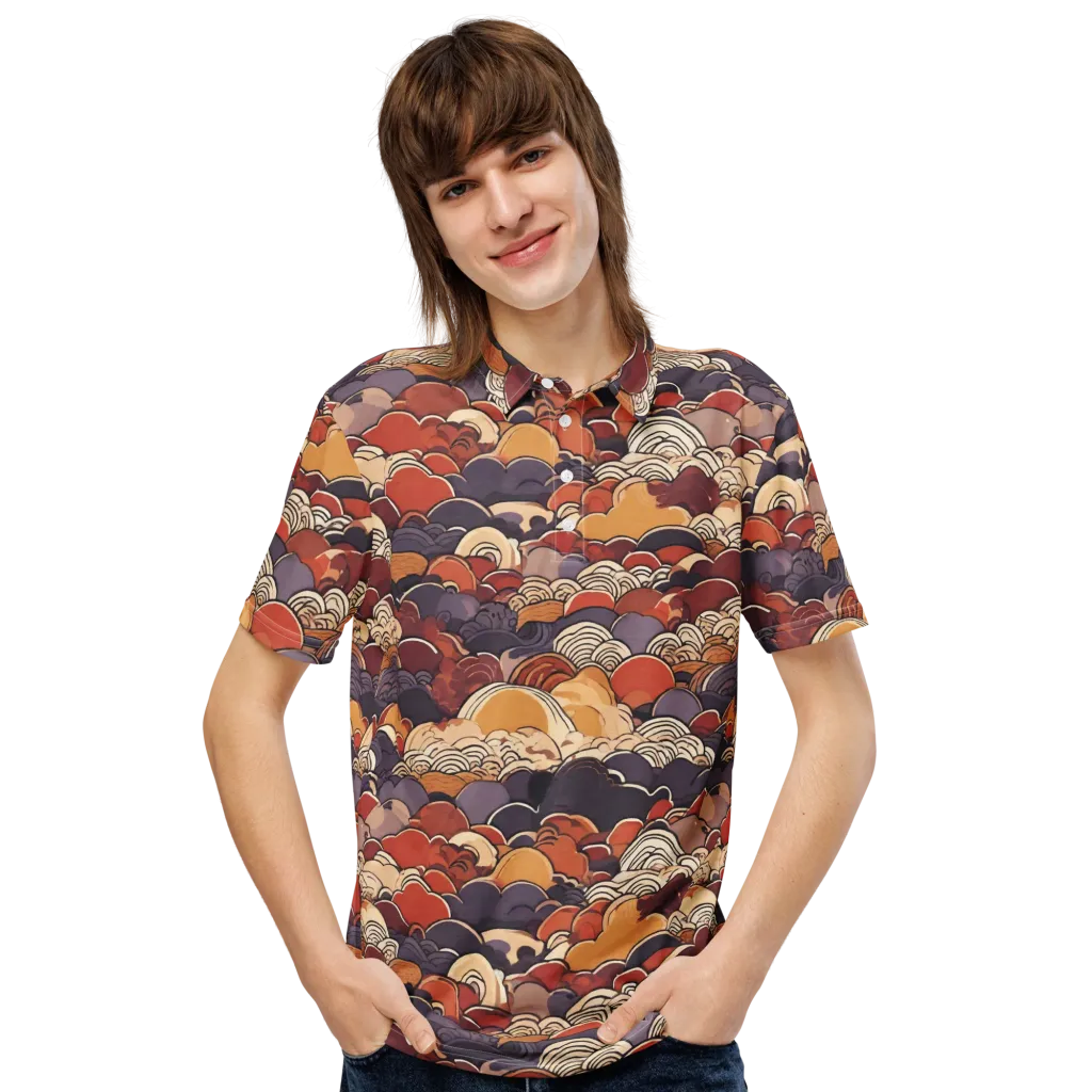 Autumn Wavecrest on Men's Slim Fit Polo Shirt — Front