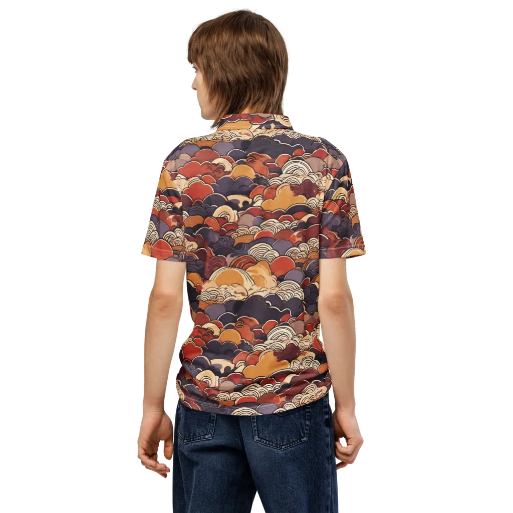 Autumn Wavecrest on Men's Slim Fit Polo Shirt — Back