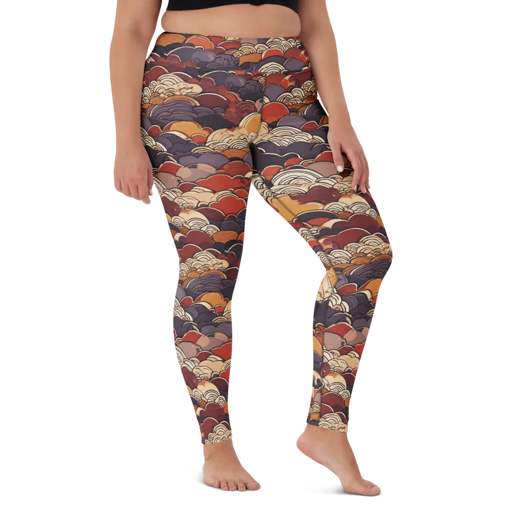 Autumn Wavecrest on Yoga Leggings — Front