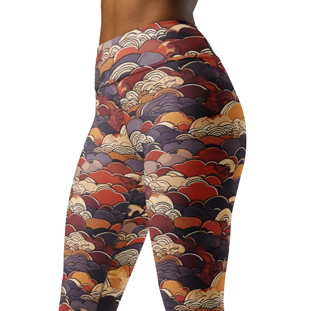 Autumn Wavecrest on Yoga Leggings — Left Front