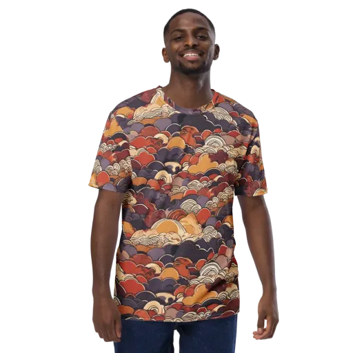 Autumn Wavecrest on a Men's Crew Neck T-Shirt