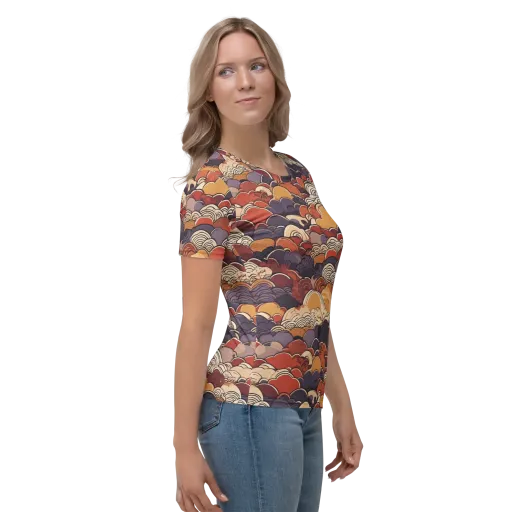 Autumn Wavecrest on a Women's Crew Neck T-Shirt