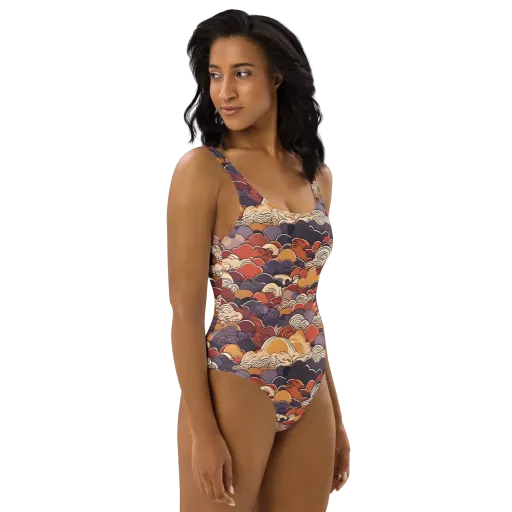 Autumn Wavecrest on a One-Piece Swimsuit