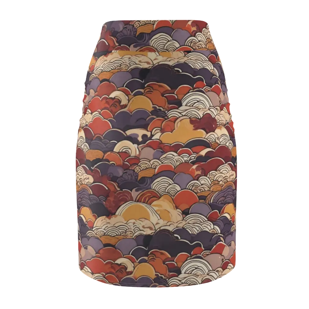 Autumn Wavecrest on Pencil Skirt — Back