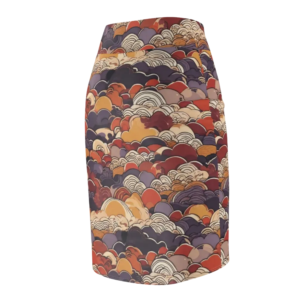 Autumn Wavecrest on Pencil Skirt — Back Side